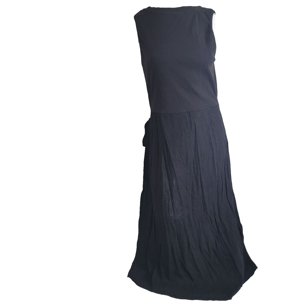 Cynthia Rowley Large Dress crew neck sleeveless long waist belt stretch zipper